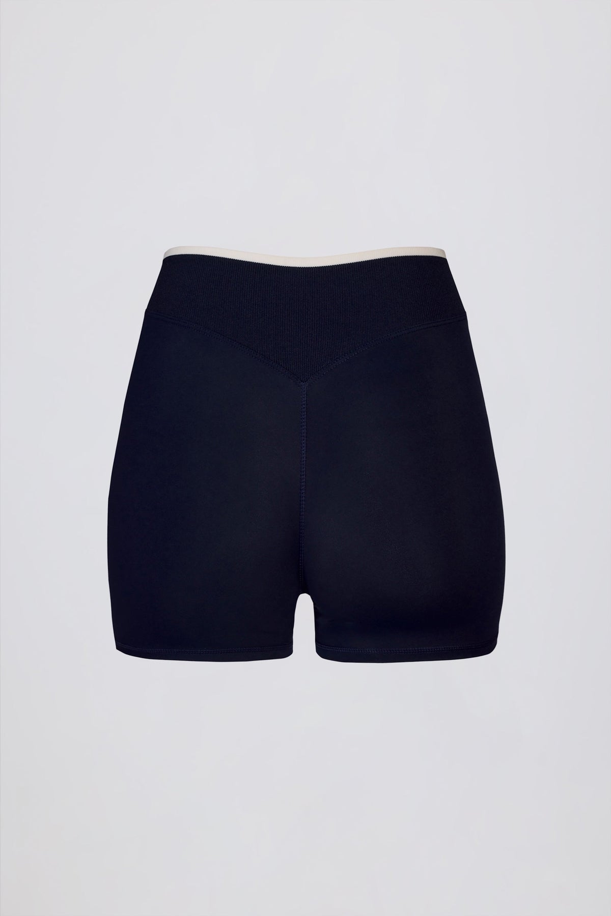Chic Soft Active Wrapover Contrast Mini Shorts in Classic Navy