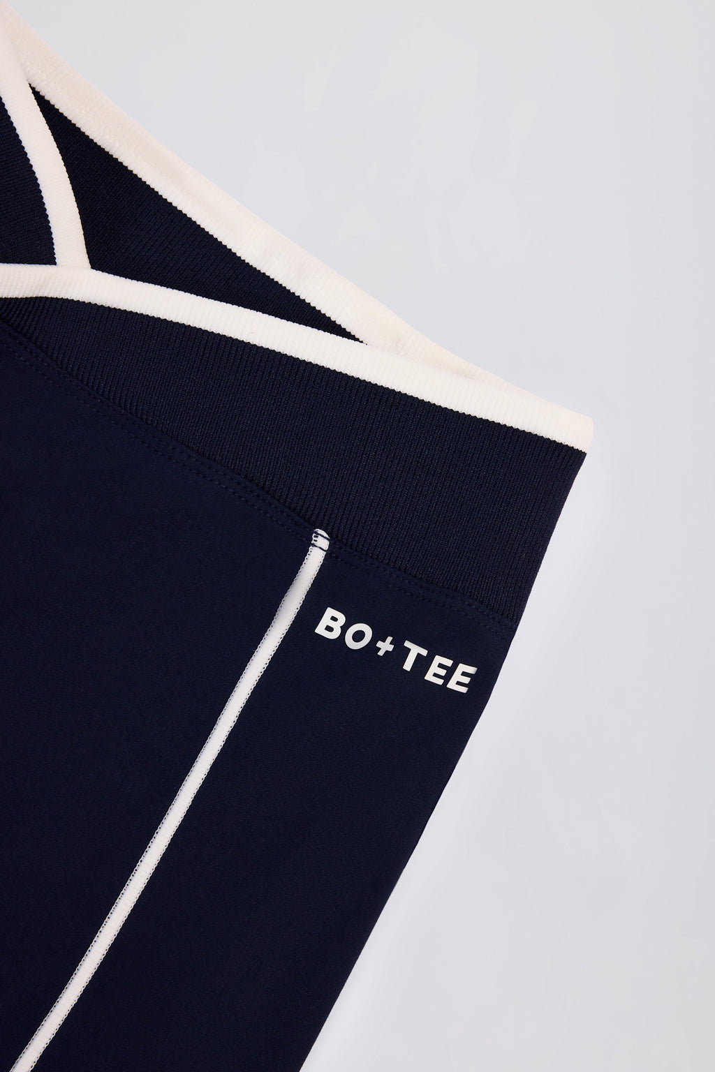Chic Soft Active Wrapover Contrast Mini Shorts in Classic Navy