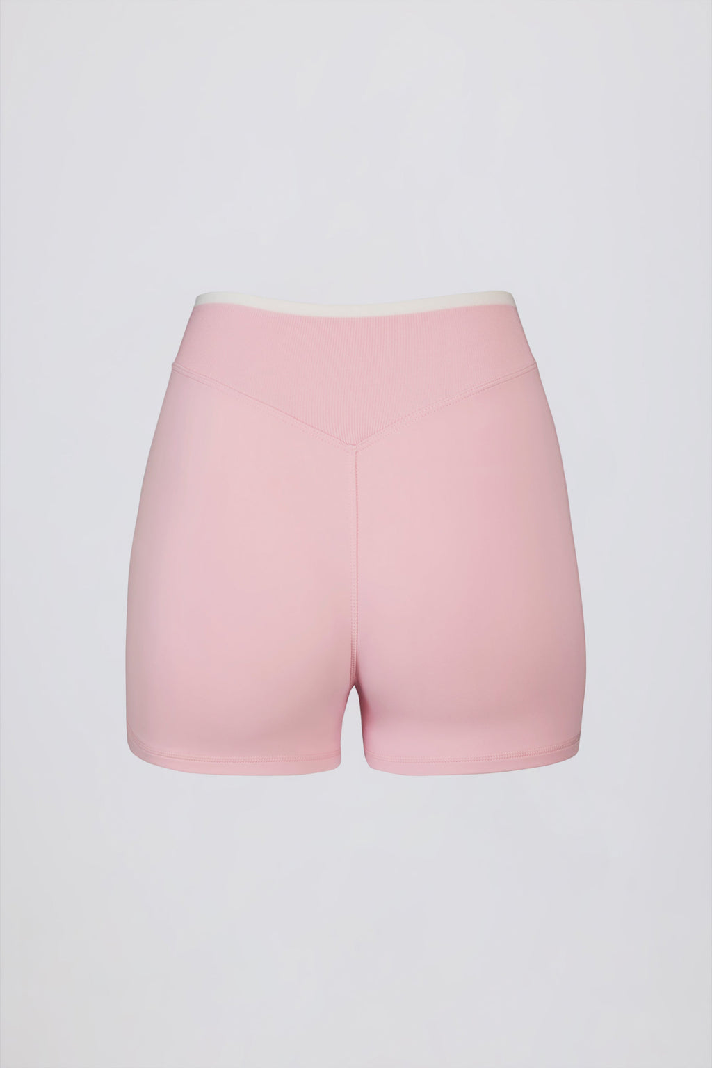 Chic Soft Active Wrapover Contrast Mini Shorts in Powder Pink