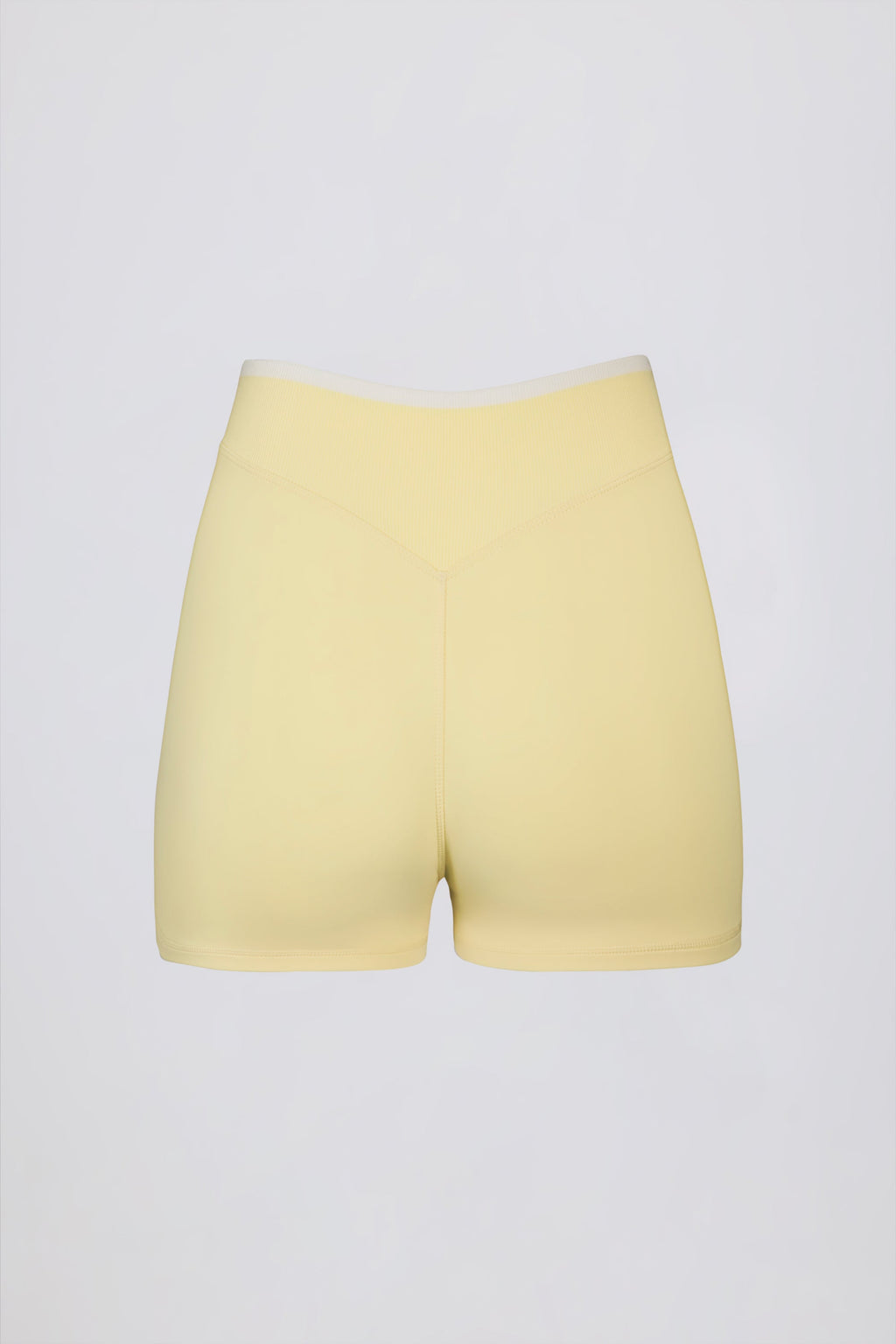 Chic Soft Active Wrapover Contrast Mini Shorts in Soft Yellow