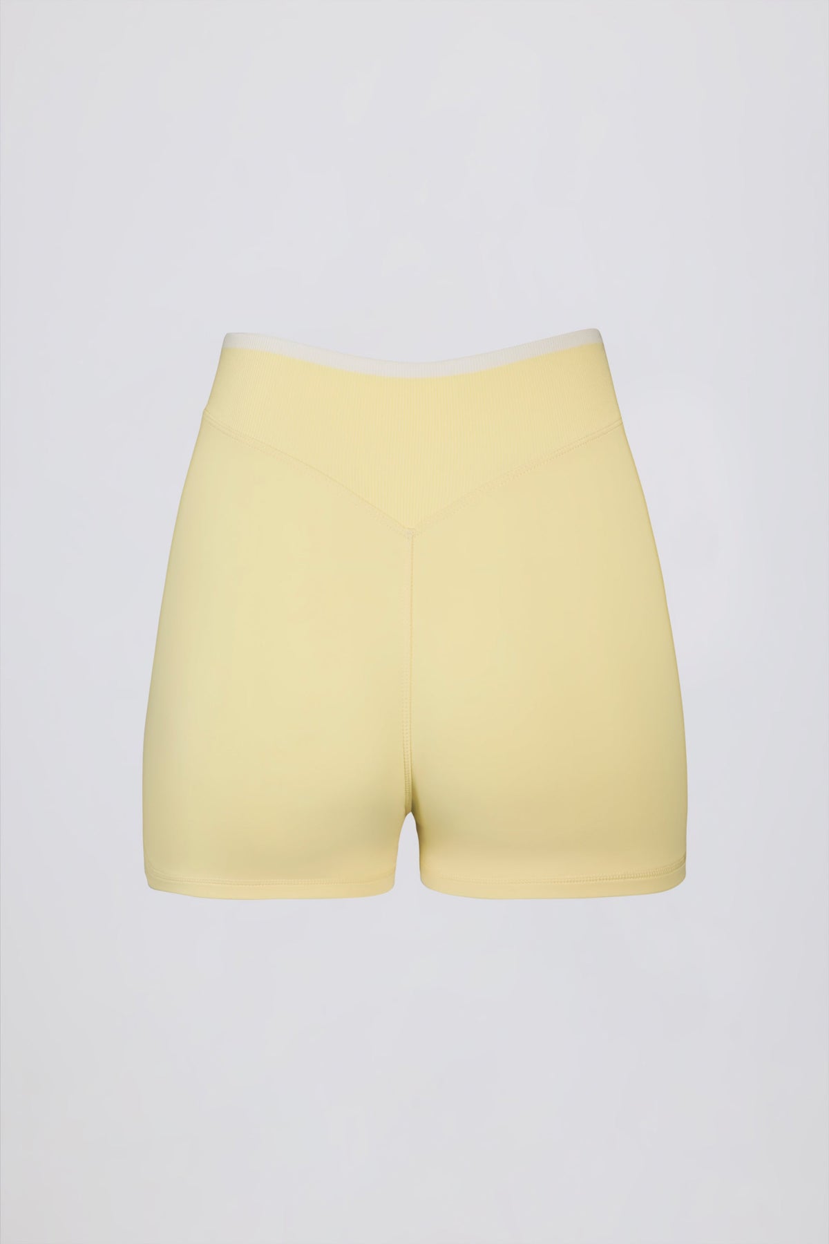 Chic Soft Active Wrapover Contrast Mini Shorts in Soft Yellow
