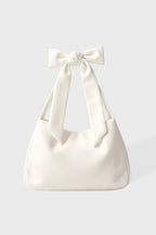 Chic Corduroy Bow Tote Bag in Ivory
