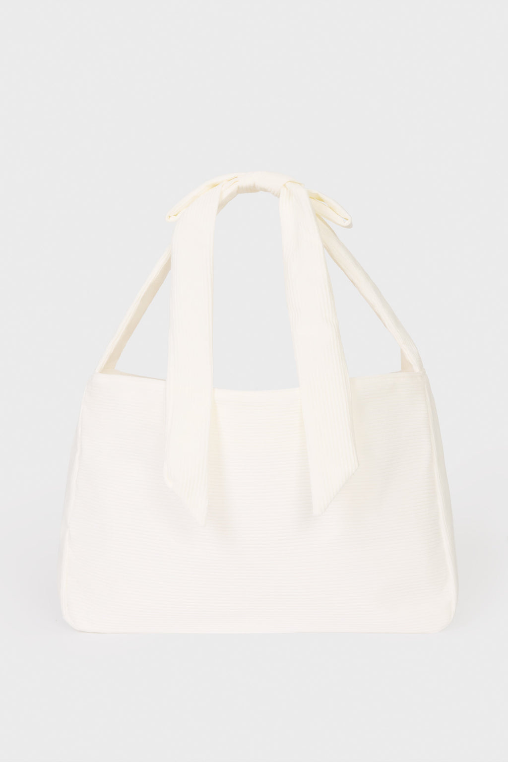 Chic Corduroy Bow Tote Bag in Ivory