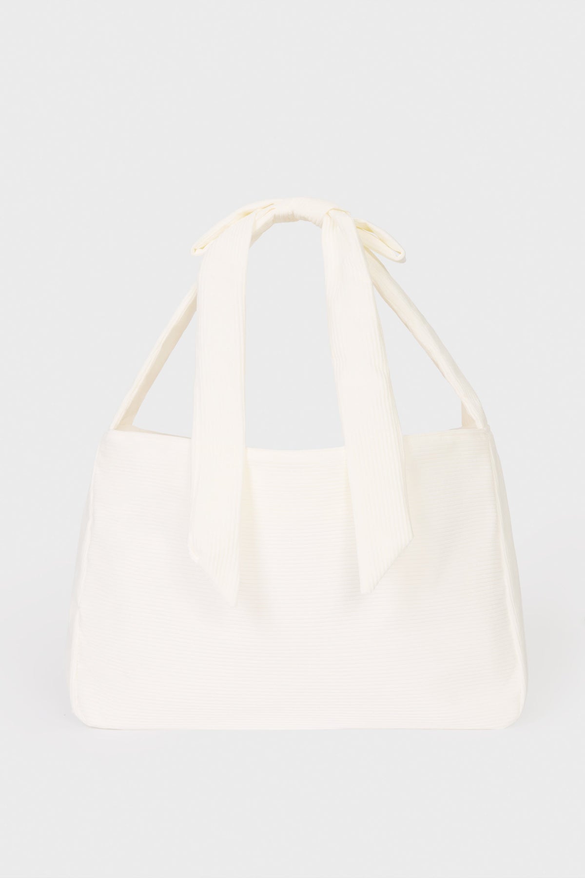 Chic Corduroy Bow Tote Bag in Ivory