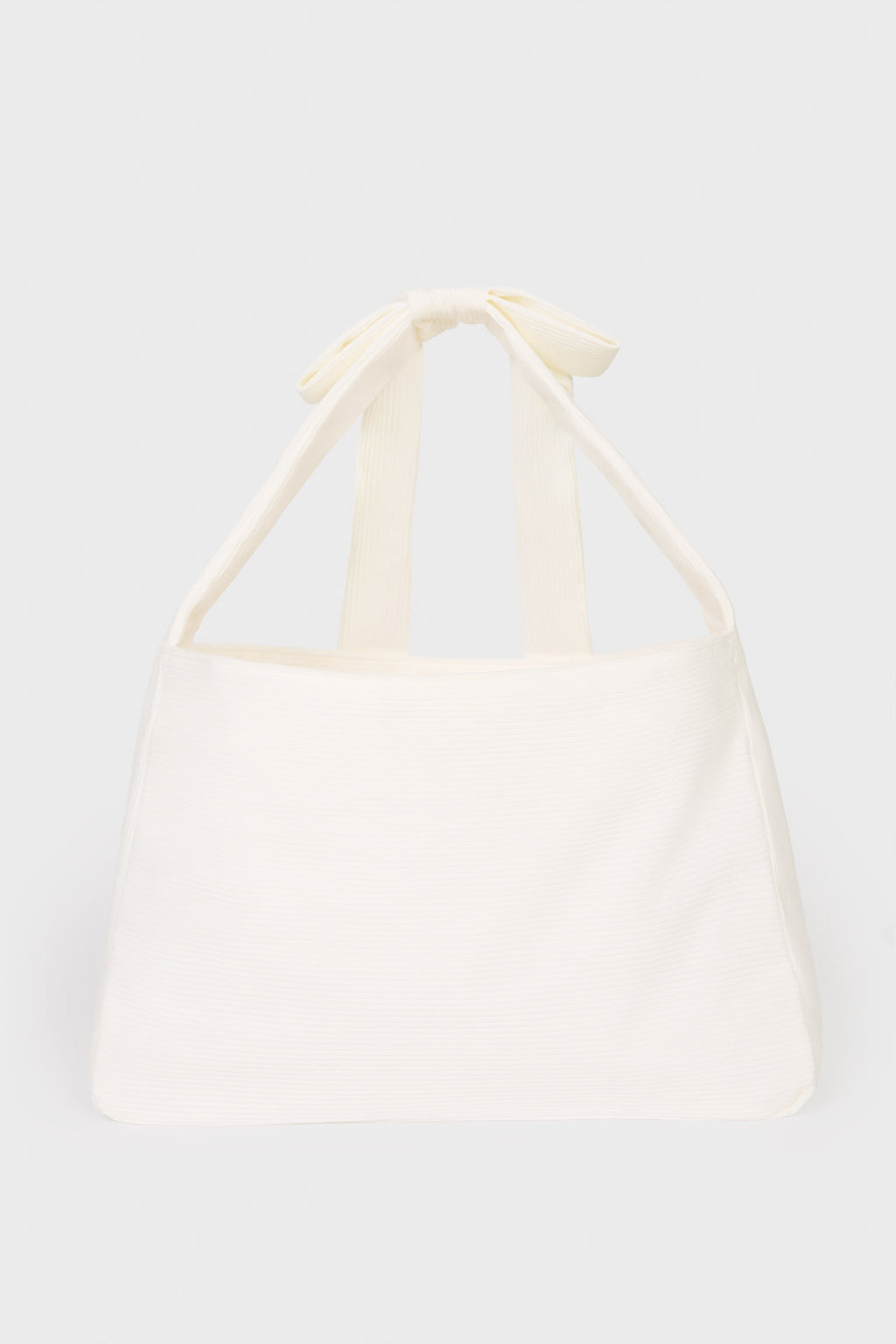 Chic Corduroy Bow Tote Bag in Ivory