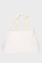 Chic Corduroy Bow Tote Bag in Ivory