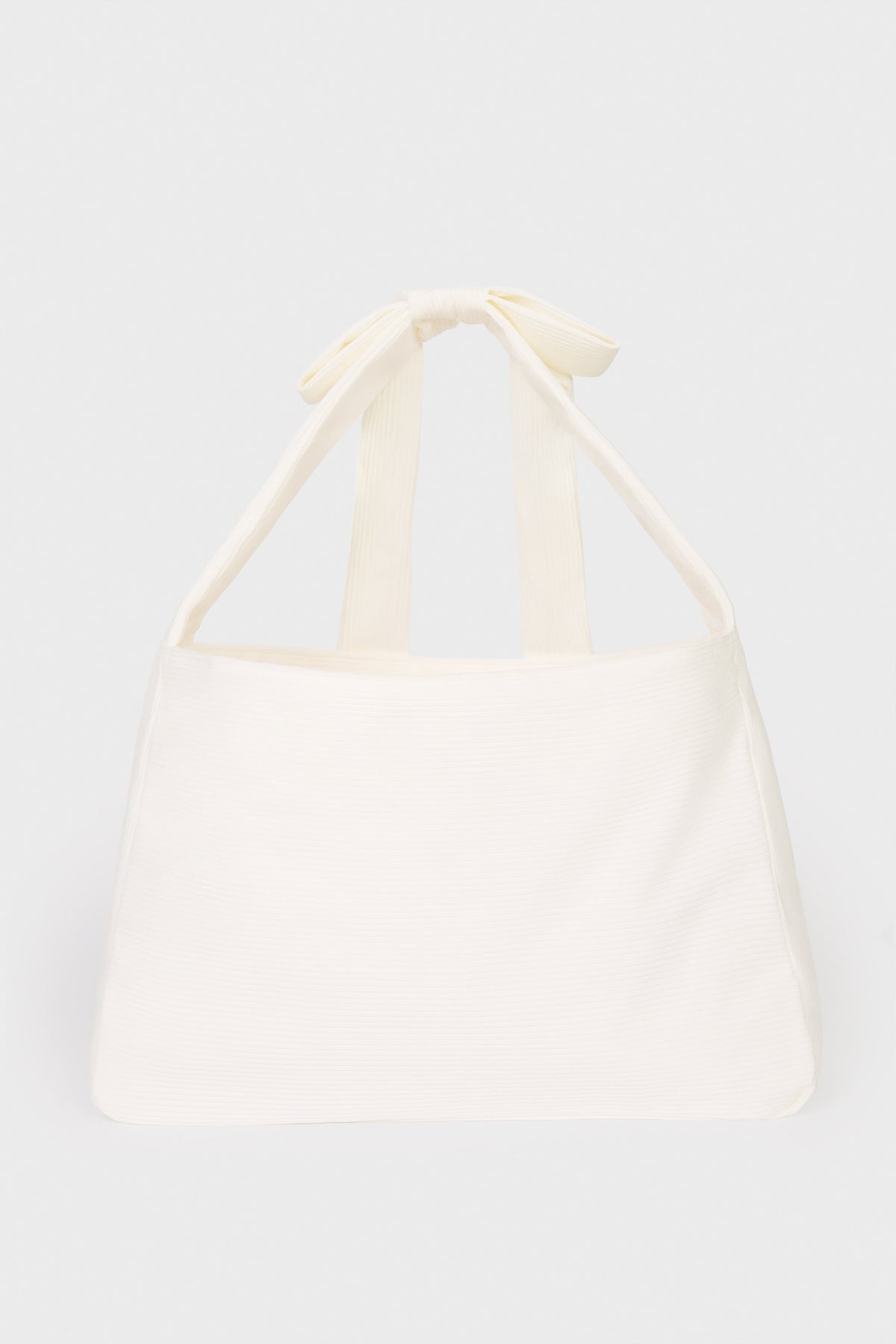 Chic Corduroy Bow Tote Bag in Ivory