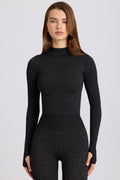 Chic Thermal Long Sleeve Top in Black Leopard