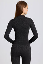 Chic Thermal Long Sleeve Top in Black Leopard