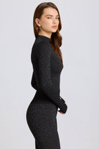 Chic Thermal Long Sleeve Top in Black Leopard