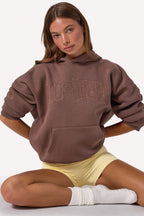 Chic Embroidered Oversized Hoodie in Cocoa