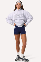 Chic Embroidered Oversized Hoodie in Grey Marl