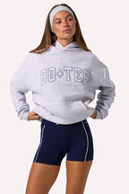 Chic Embroidered Oversized Hoodie in Grey Marl