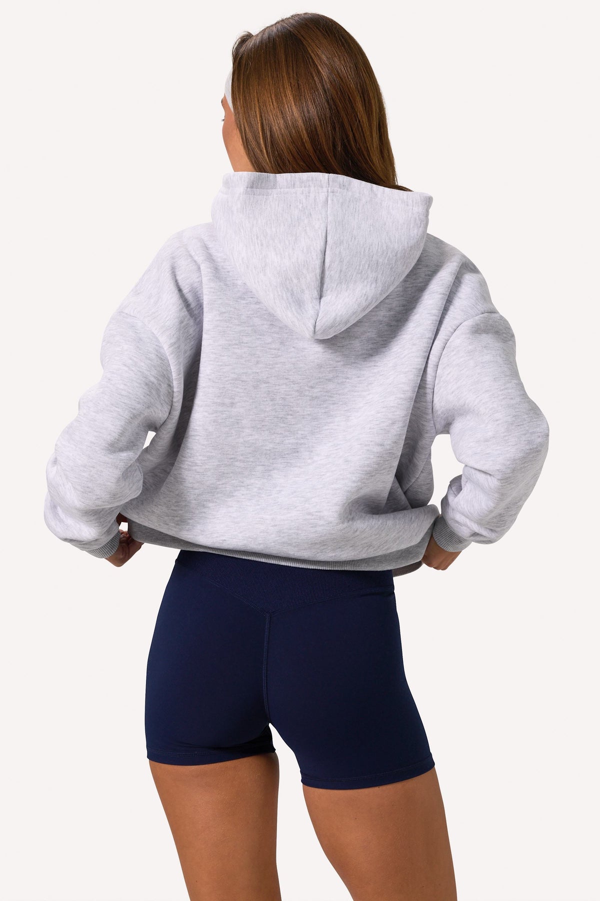 Chic Embroidered Oversized Hoodie in Grey Marl