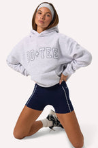 Chic Embroidered Oversized Hoodie in Grey Marl