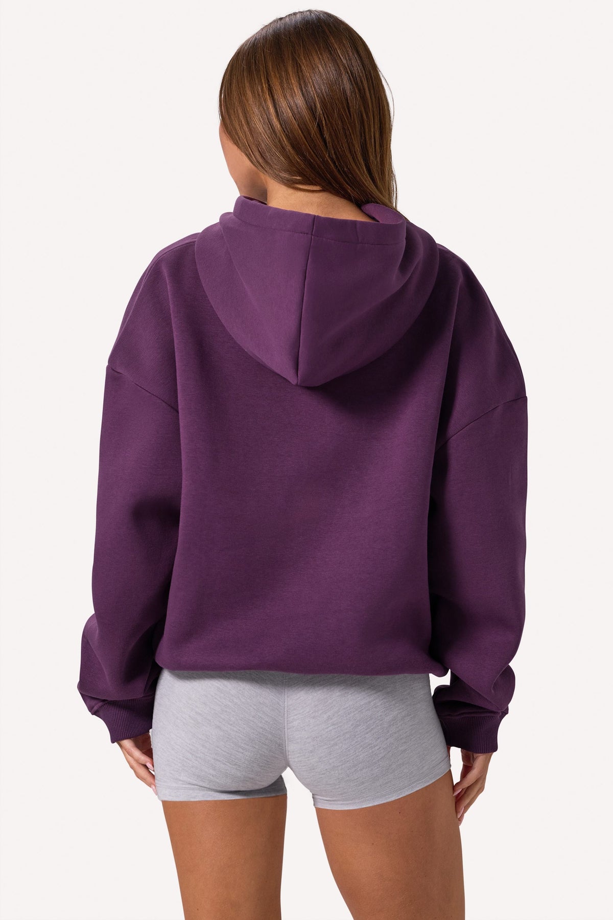 Chic Embroidered Oversized Hoodie in Plum