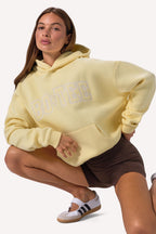 Chic Embroidered Oversized Hoodie in Soft Yellow