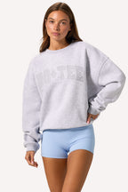 Chic Oversized Crew-Neck Jumper in Grey Marl