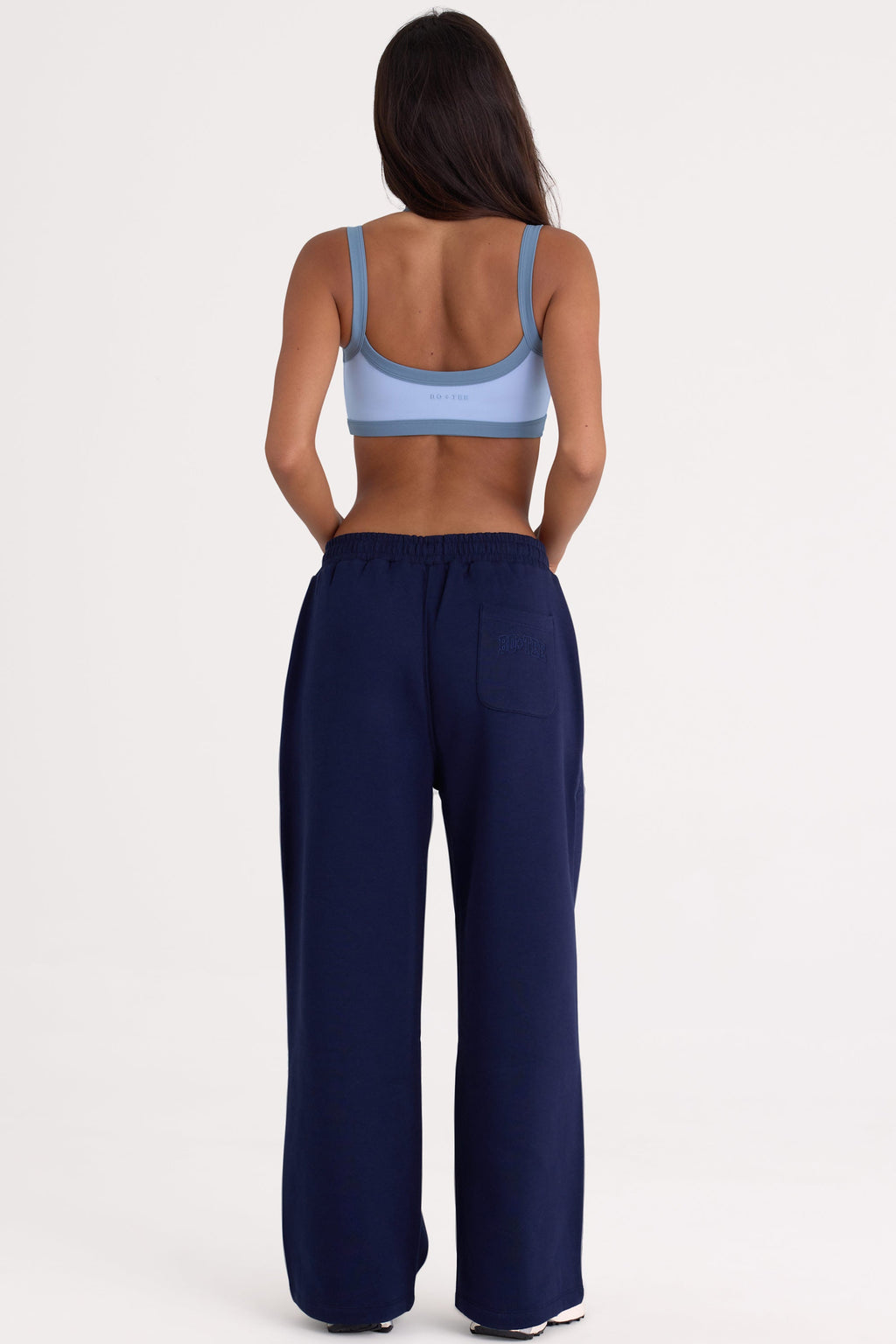 Chic Brushed Jersey Wide-Leg Joggers in Midnight