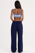 Chic Brushed Jersey Wide-Leg Joggers in Midnight