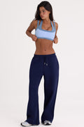 Chic Brushed Jersey Wide-Leg Joggers in Midnight