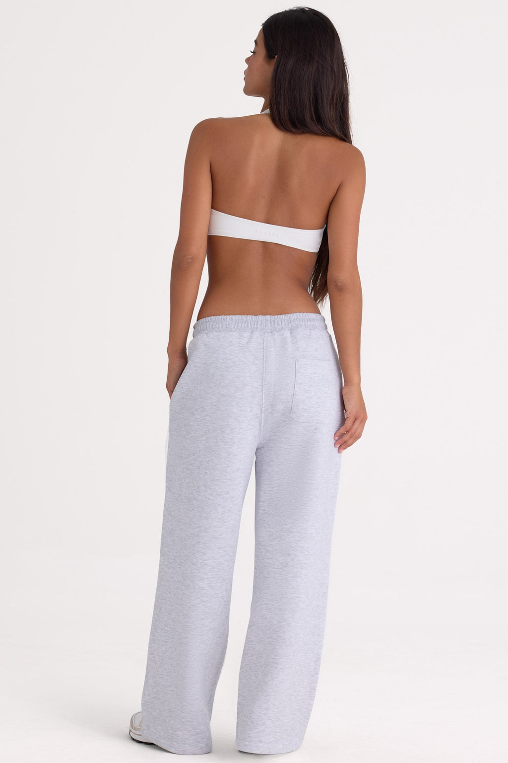 Chic Brushed Jersey Wide-Leg Joggers in Grey Marl