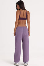 Chic Brushed Jersey Mid-Rise Relaxed Joggers in Dusk