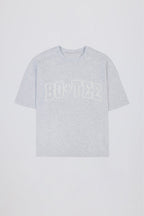Chic Oversized Cotton-Jersey T-Shirt in Grey Marl