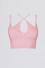 Chic Seamless Soft Rib Crossover Sports Bra in Powder Pink