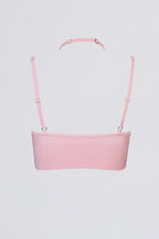 Chic Seamless Soft Rib Crossover Sports Bra in Powder Pink