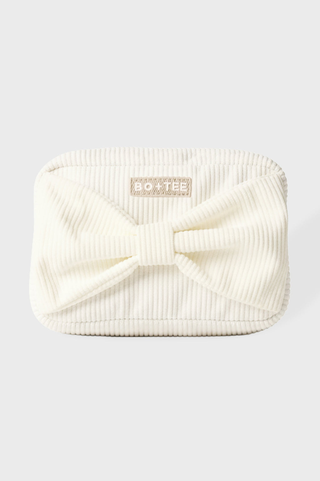 Chic Corduroy Bow Makeup Bag in Coconut
