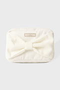 Chic Corduroy Bow Makeup Bag in Coconut