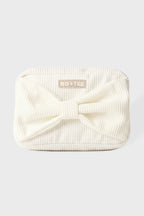Chic Corduroy Bow Makeup Bag in Coconut