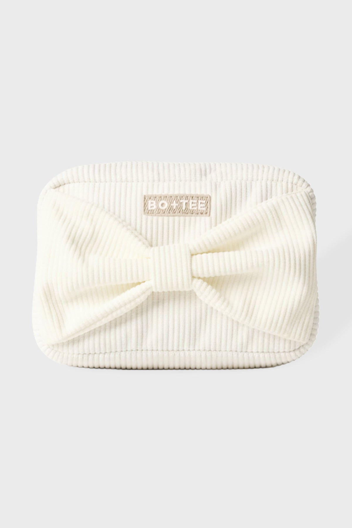 Chic Corduroy Bow Makeup Bag in Coconut
