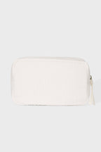 Chic Corduroy Bow Makeup Bag in Coconut