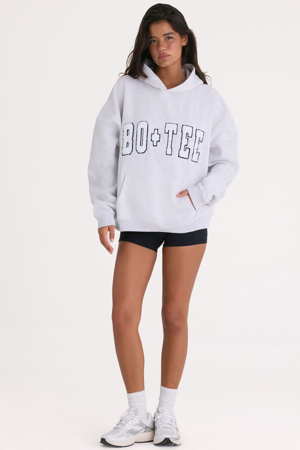 Chic Soft Cotton Jersey Oversized Hoodie in Heather Grey