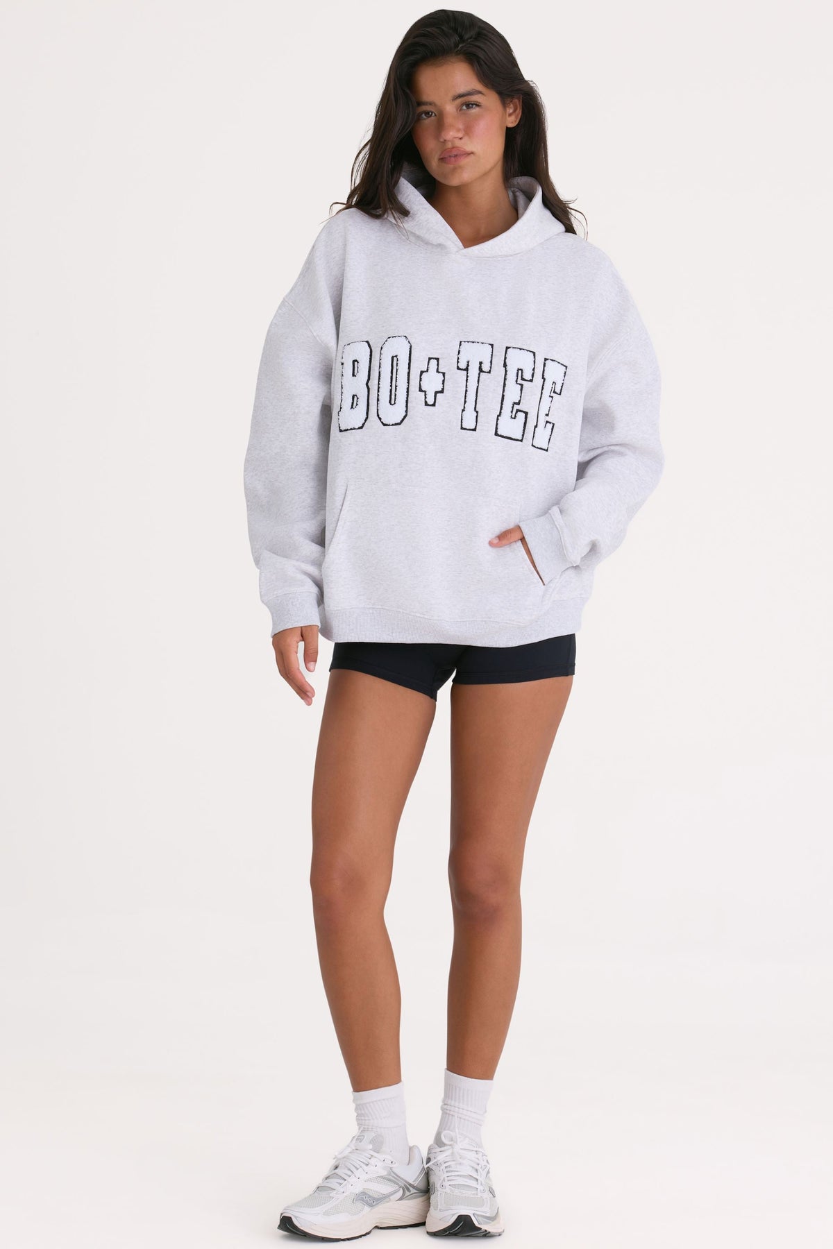 Chic Soft Cotton Jersey Oversized Hoodie in Heather Grey