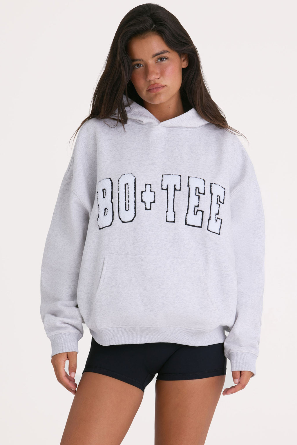 Chic Soft Cotton Jersey Oversized Hoodie in Heather Grey