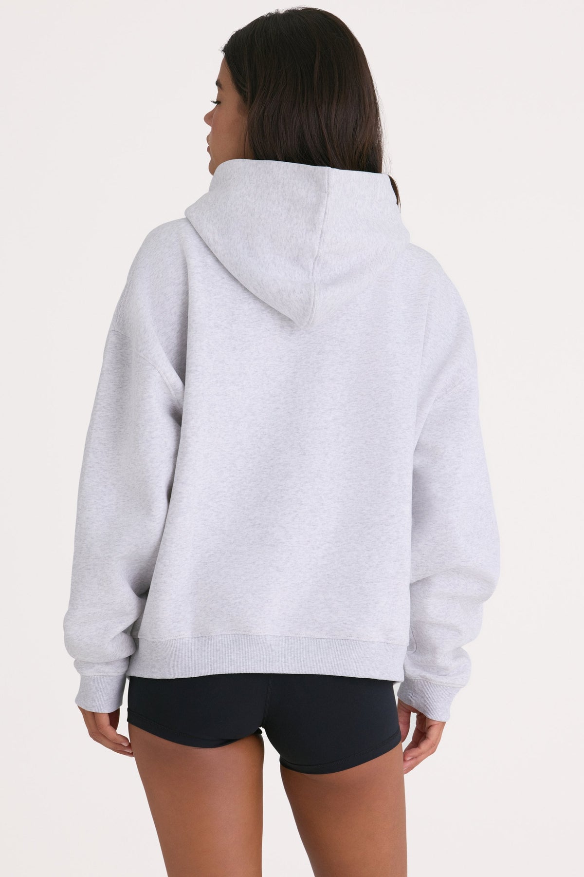 Chic Soft Cotton Jersey Oversized Hoodie in Heather Grey