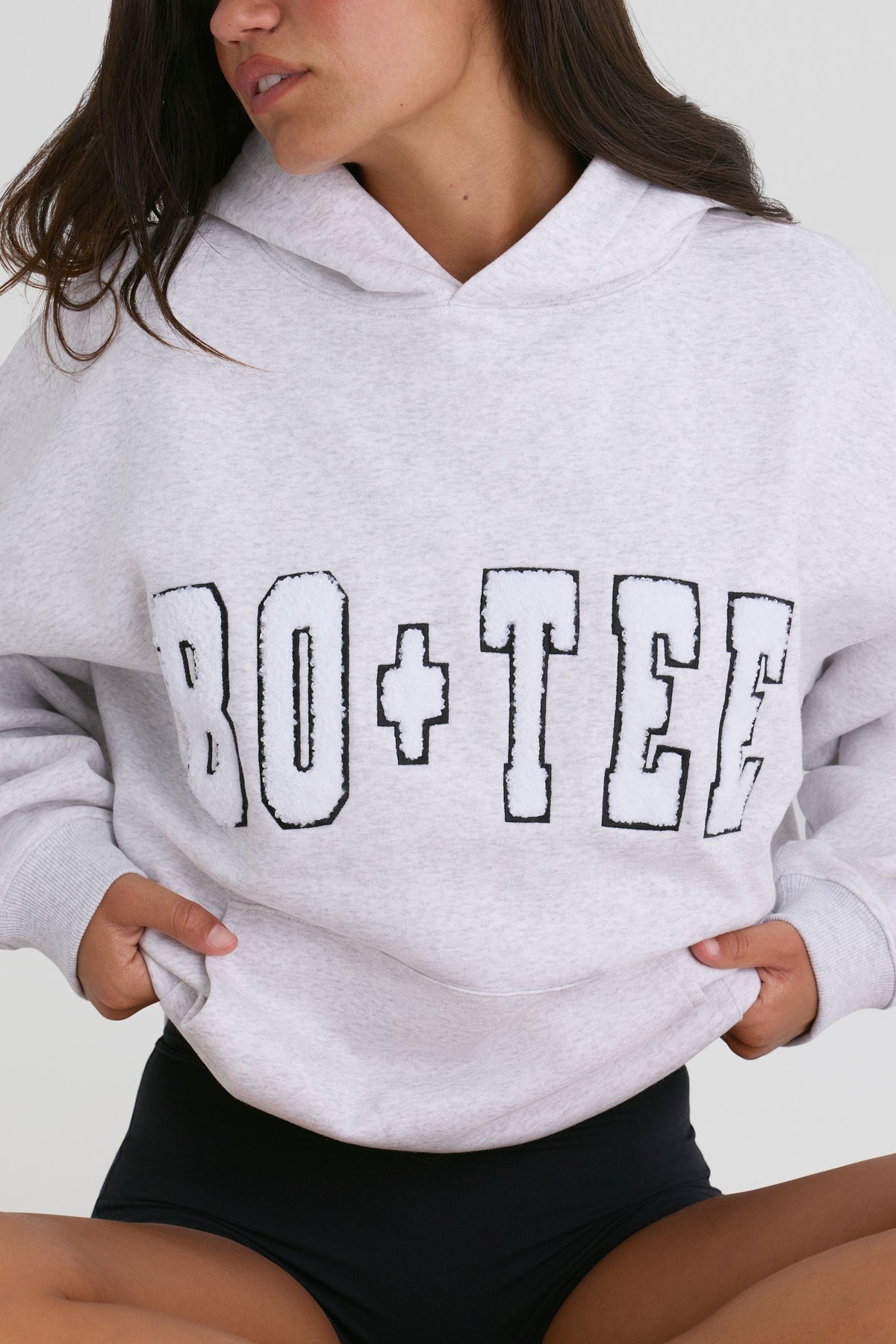 Chic Soft Cotton Jersey Oversized Hoodie in Heather Grey