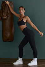 Chic Lightweight Seamless Wrap-Over High-Waist Leggings in Black