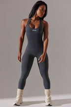 Chic Full Length Cut-Out Jumpsuit in Grey
