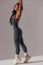 Chic Full Length Cut-Out Jumpsuit in Grey