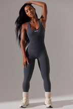 Chic Full Length Cut-Out Jumpsuit in Grey