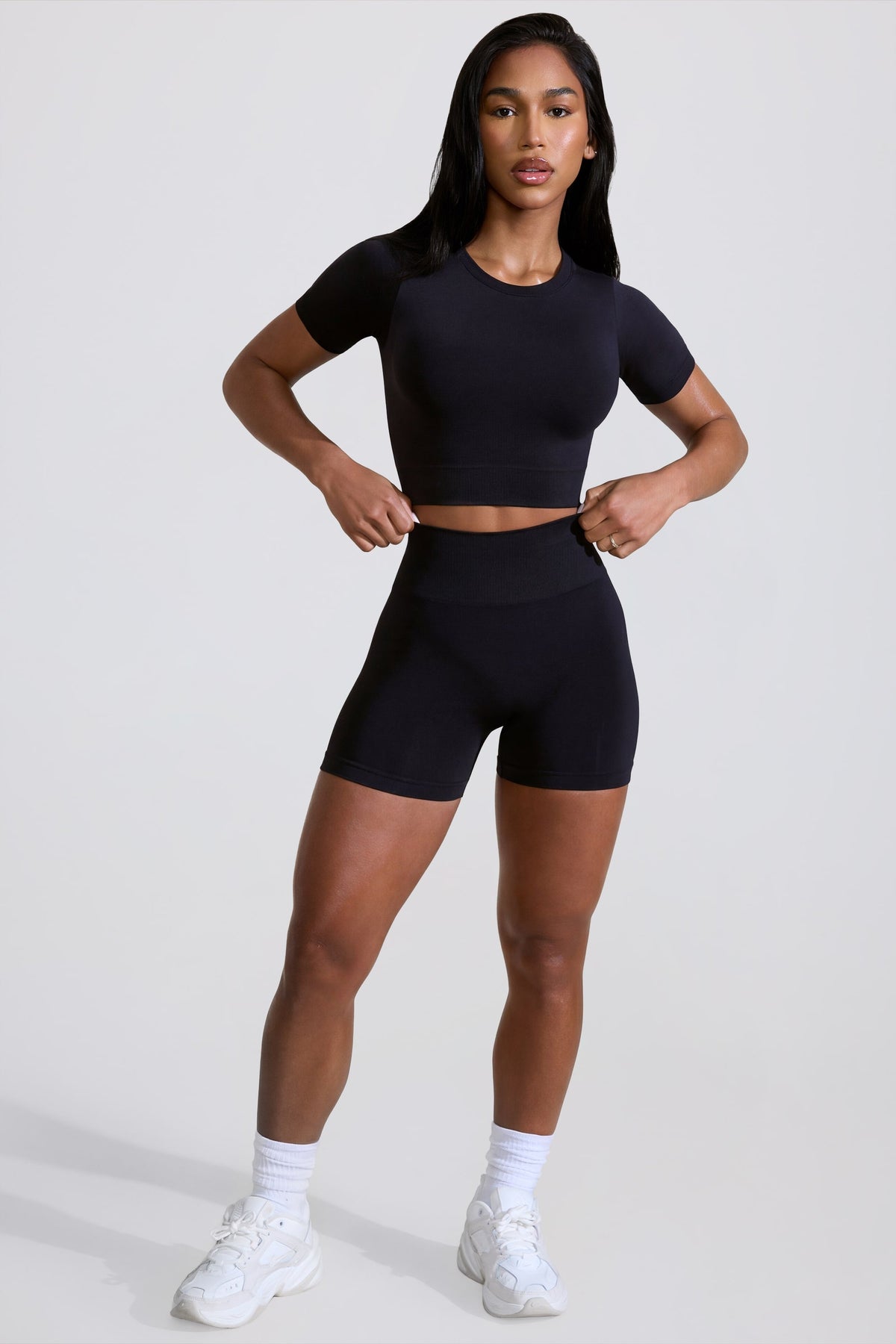Chic High Waist Define Luxe Mini Shorts in Black