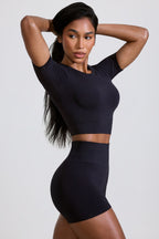 Chic High Waist Define Luxe Mini Shorts in Black