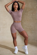Chic High Waist Define Luxe Mini Shorts in Mocha