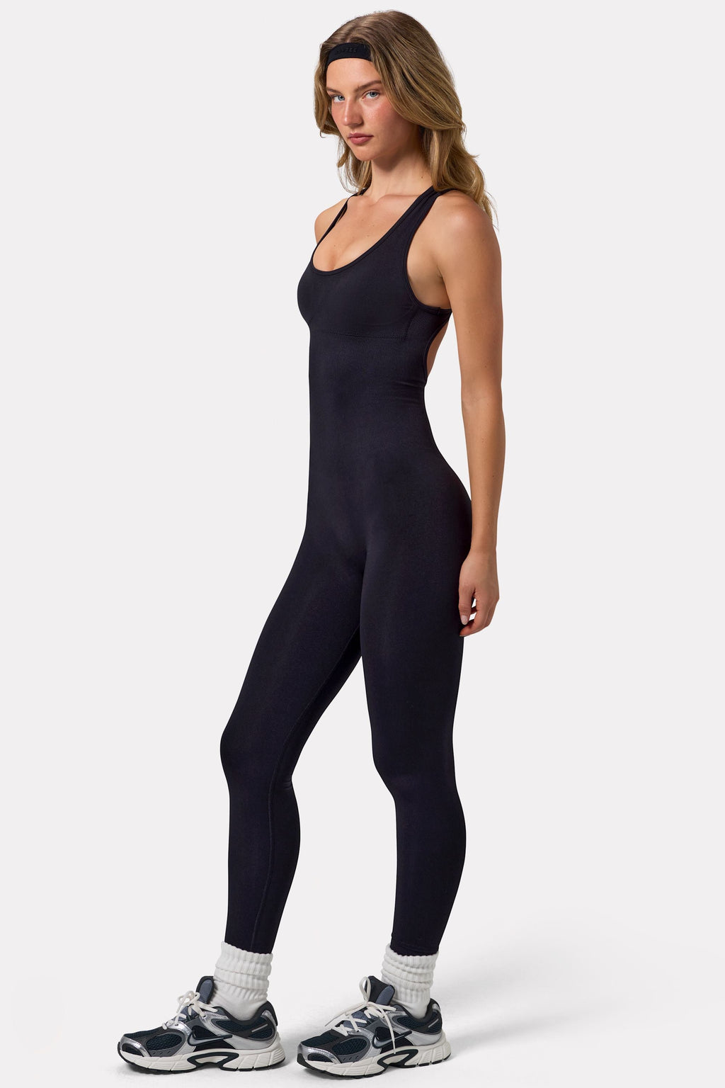 Chic Open Back Define Luxe Unitard in Black