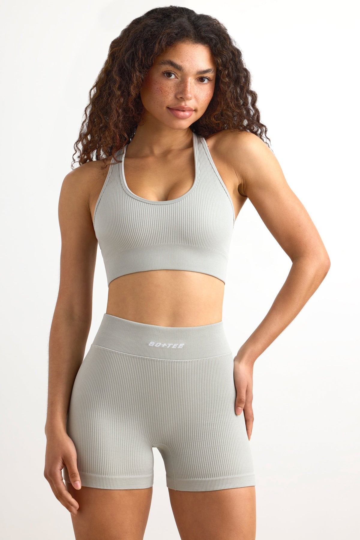 Chic FlexiRib Mini Shorts in Grey