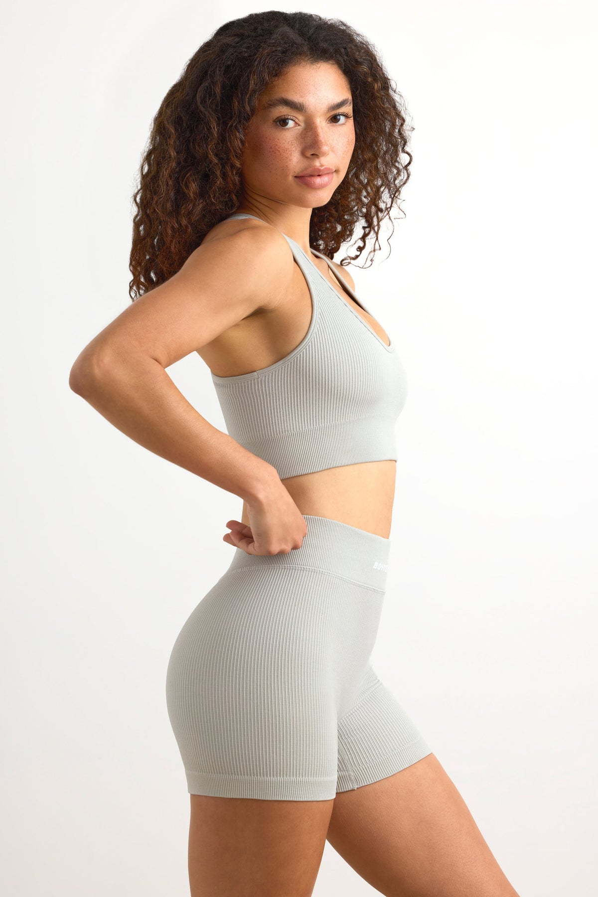 Chic FlexiRib Mini Shorts in Grey